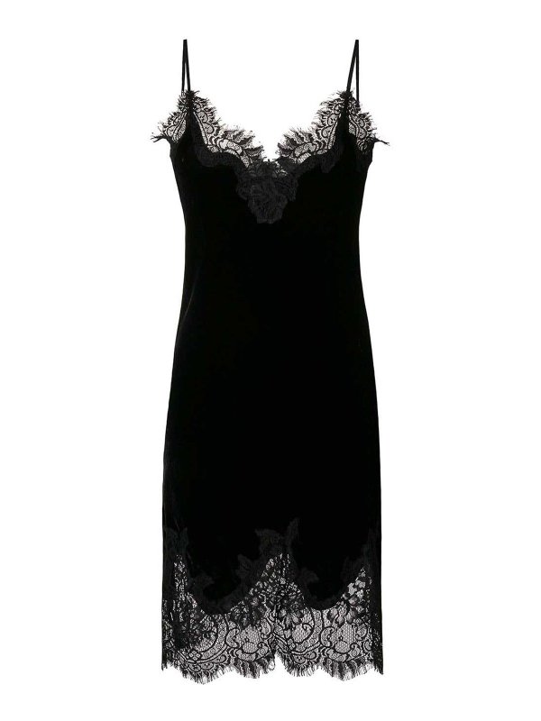 GOLD HAWK: short dresses - Lace-trim velvet slip dress