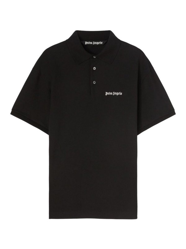 Palm Angels: polo shirts - Embroidered logo cotton polo shirt