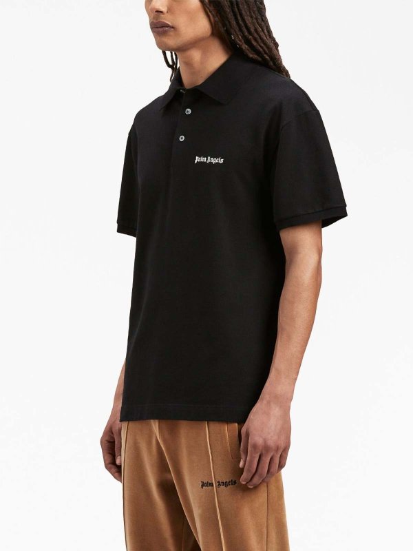 Palm Angels: polo shirts online - Embroidered logo cotton polo shirt