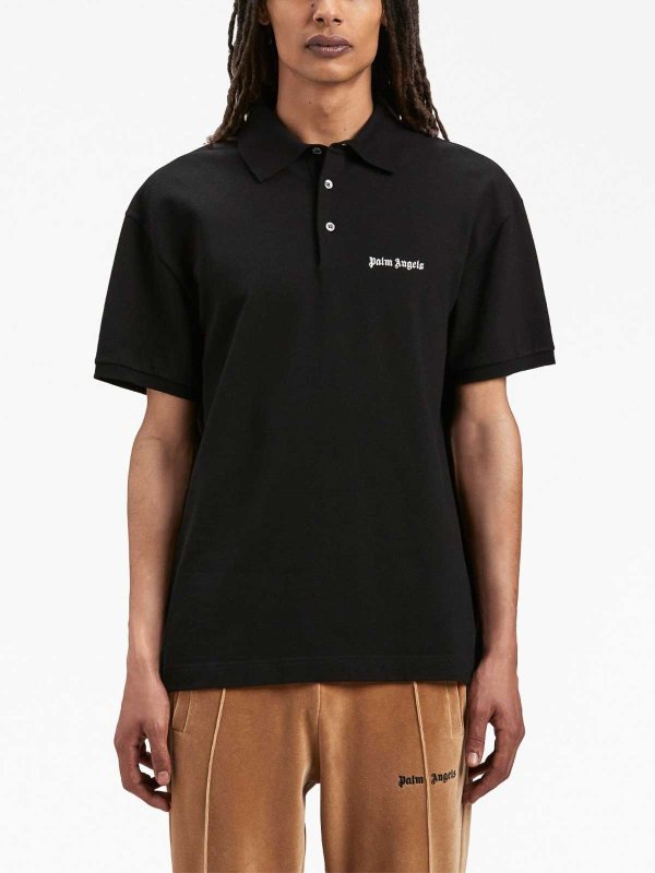 The Best Shops Palm Angels: Embroidered logo cotton polo shirt