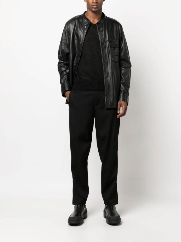 Leather jacket shop online: EMPORIO ARMANI