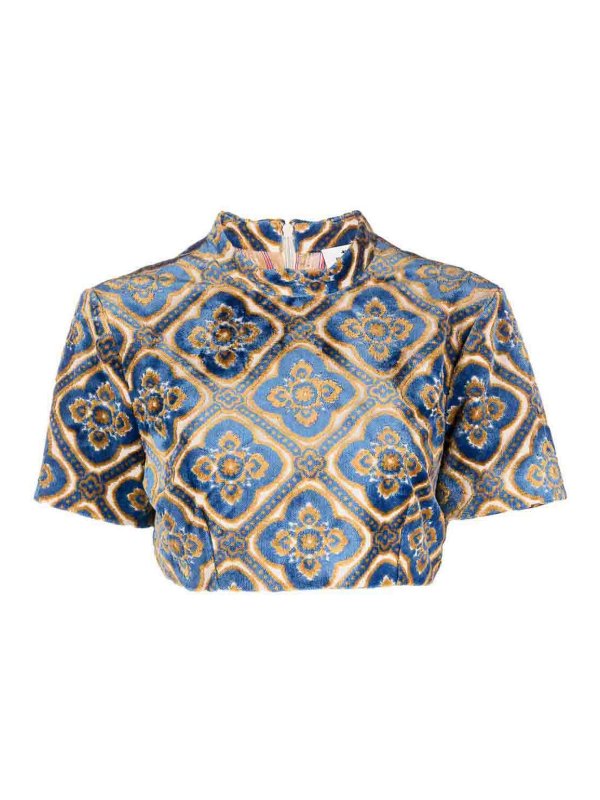 Tシャツ・カットソー ETRO FW23 TOP CROPPED (11778_05630200) Etro Printed cropped top - Black - Women | 1177805630200