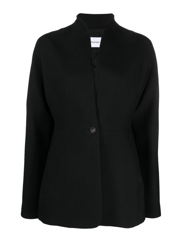 FERRAGAMO: Kurze Mäntel - Blazer - Schwarz