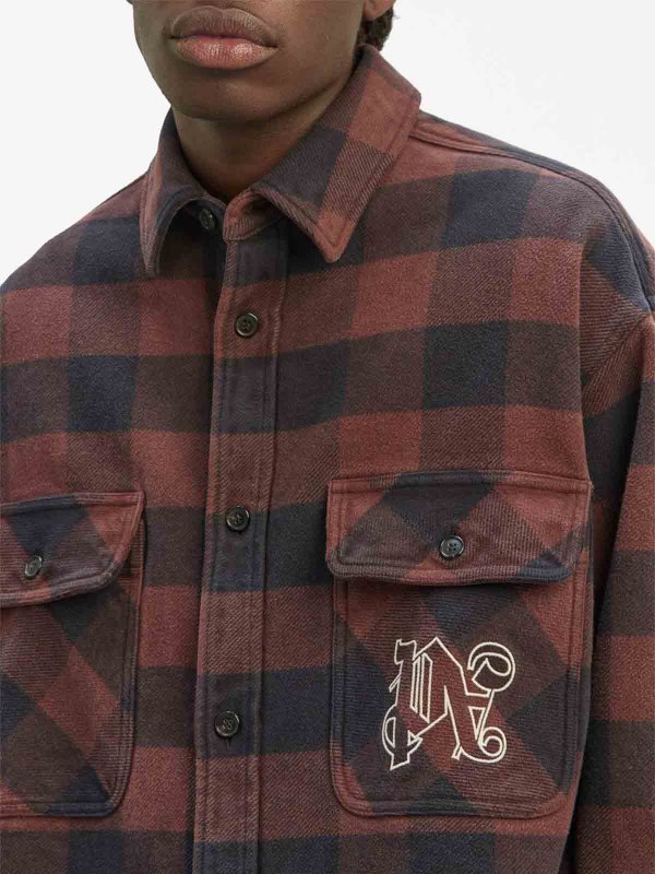 Monogram cotton overshirt shop online: Palm Angels