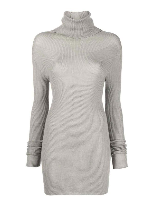 RICK OWENS: Turtlenecks & Polo necks - Ribbed turtleneck wool sweater