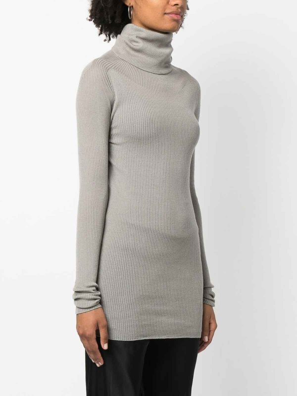 Ribbed turtleneck wool sweater shop online: RICK OWENS
