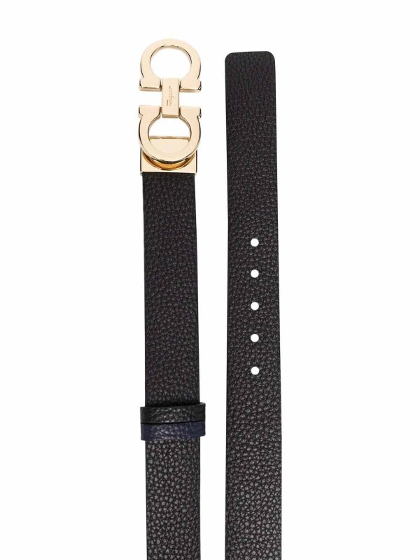 SALVATORE FERRAGAMO: belts online - Ferragamo Grained Logo-Plaque Belt
