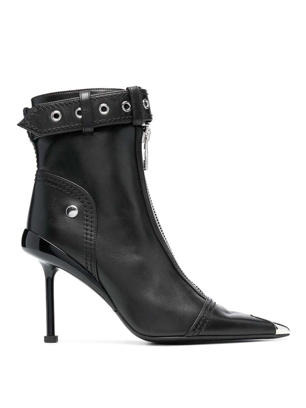 ALEXANDER MCQUEEN: ankle boots - Leather heel ankle boots