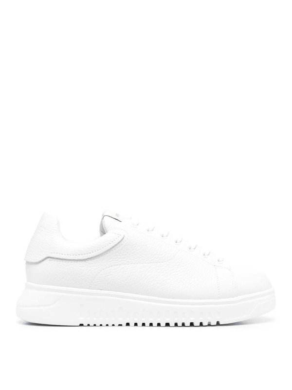 EMPORIO ARMANI: trainers - Logo leather sneakers