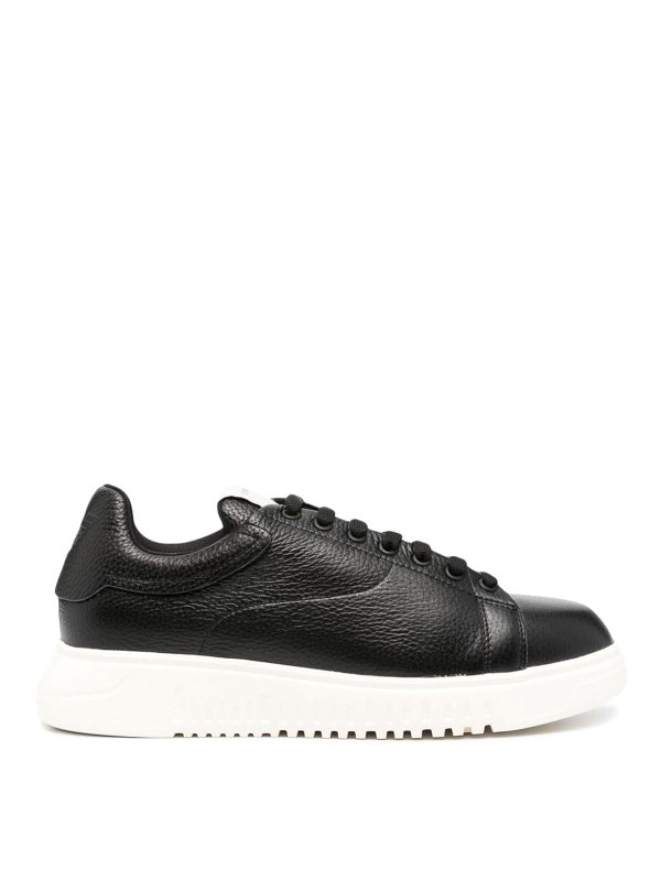 EMPORIO ARMANI: trainers - Logo leather sneakers