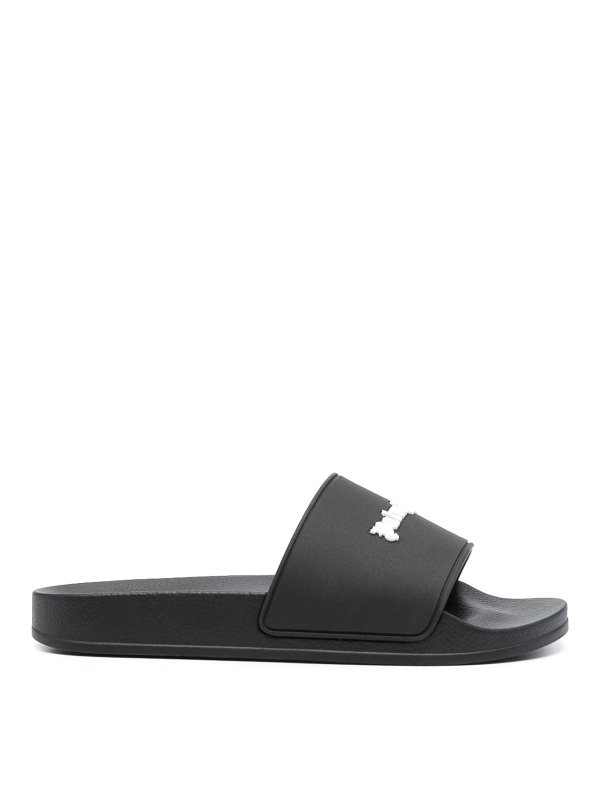 Palm Angels: flat shoes - Logo pool sliders