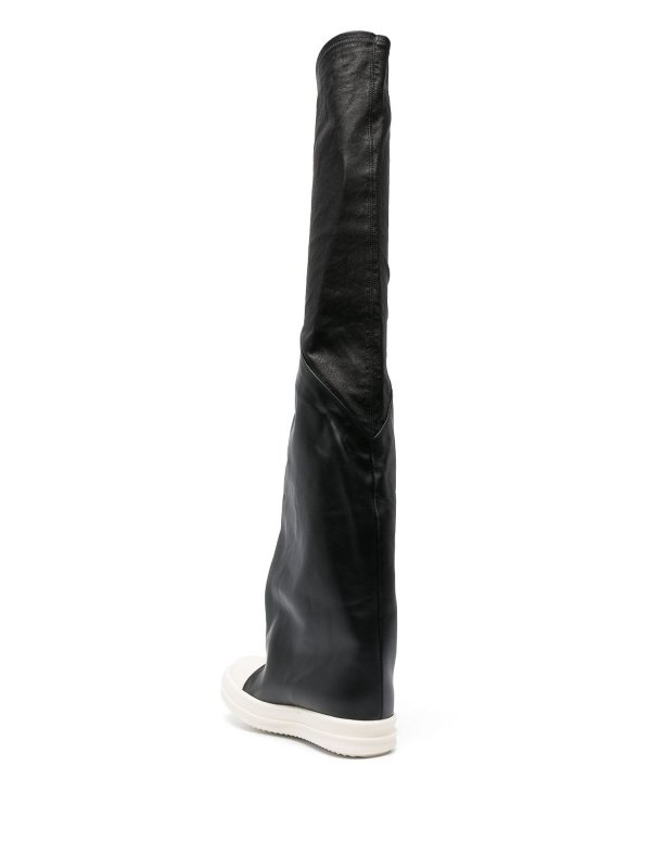 RICK OWENS: boots online - Thigh-high leather sneaker boots