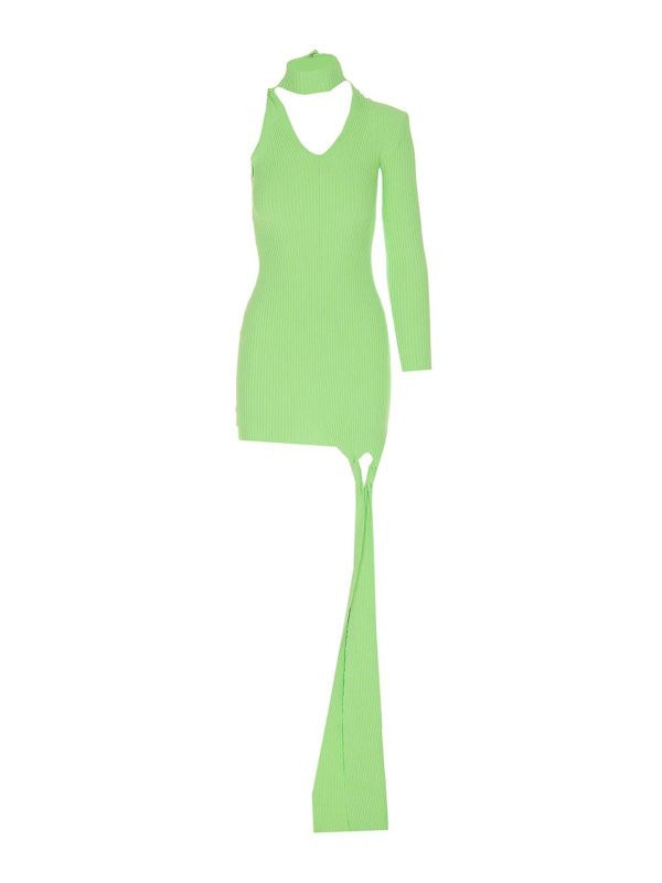 david koma knit dress David Koma ASYMMETRIC CUT ONE SLEEVE KNITTED DRESS TURQUOISE / S