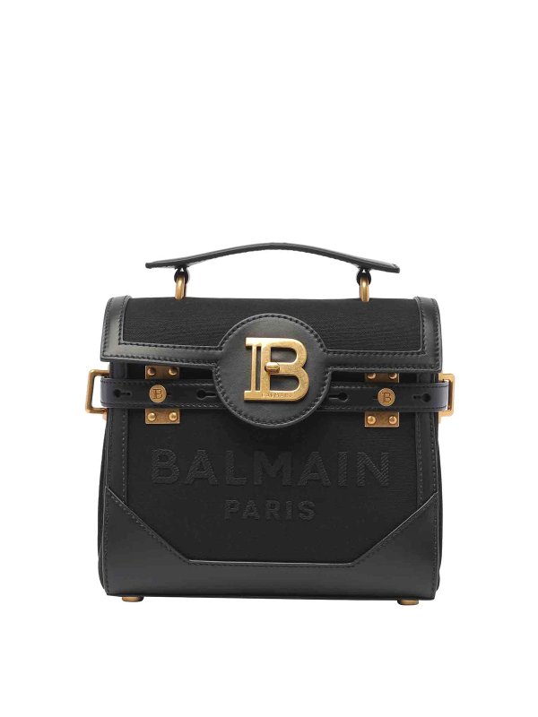 Balmain: cross body bags - Black B-Buzz Handbag