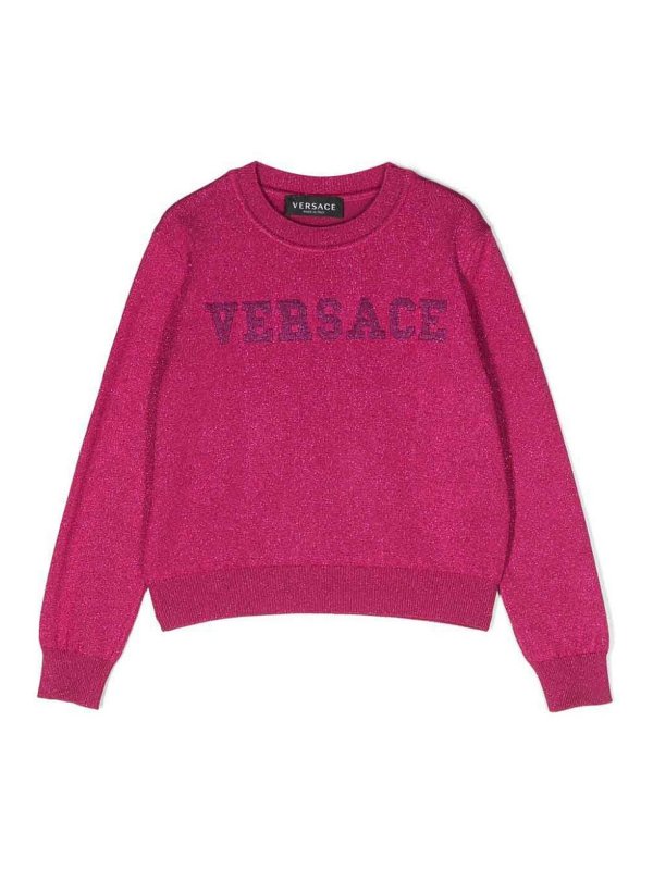 VERSACE YOUNG: crew necks - Fuchsia lurex girl versace jumper