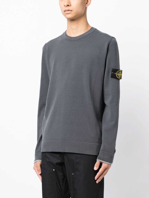 STONE ISLAND: Strickpullover mit Rundhalsausschnitt online - Rundhalspullover - Grau