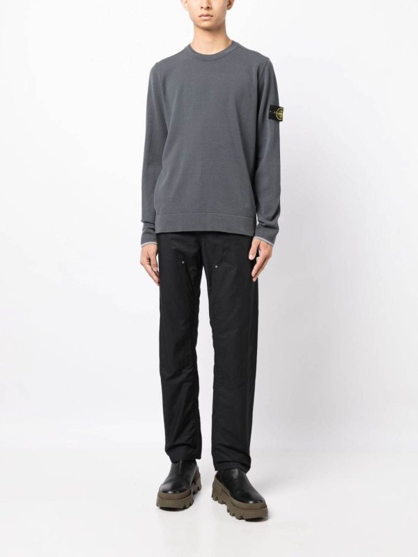 The Best Shops STONE ISLAND: Strickpullover mit Rundhalsausschnitt - Rundhalspullover - Grau