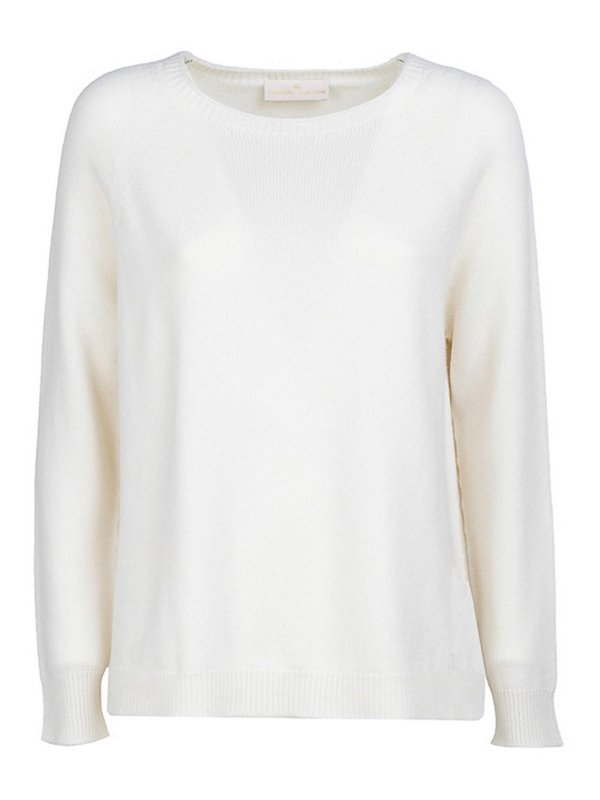 TABARONI CASHMERE: Strickpullover mit Rundhalsausschnitt - Rundhalspullover - Weiß