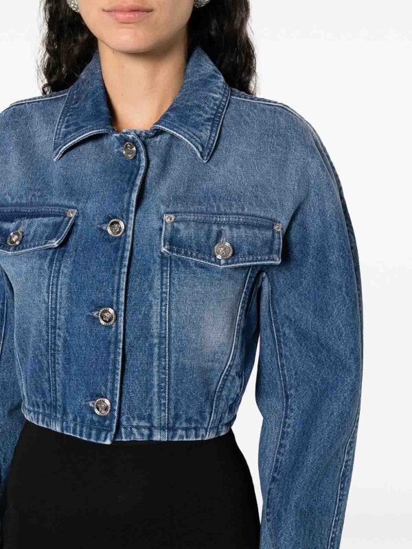 Cropped denim jacket shop online: VERSACE
