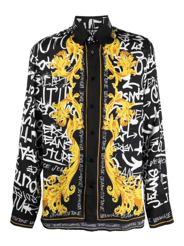 Versace Jeans Couture: シャツ - ブーツカットジーンズ - 黒