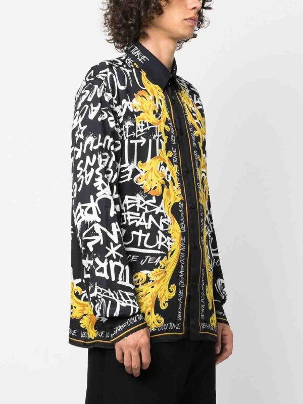 Versace Jeans Couture: シャツ online - ブーツカットジーンズ - 黒