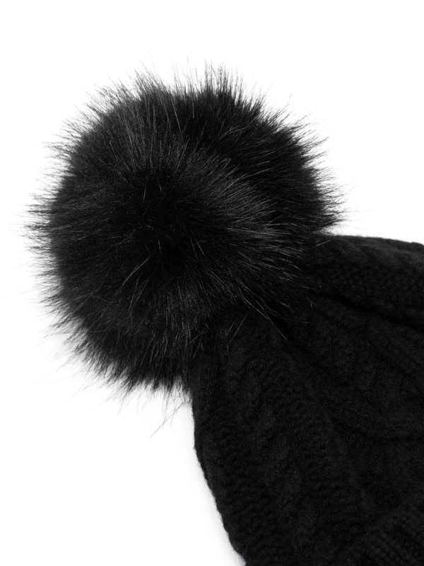 MONCLER: beanies online - Logo-Patch Pompom Beanie Logo Patch
