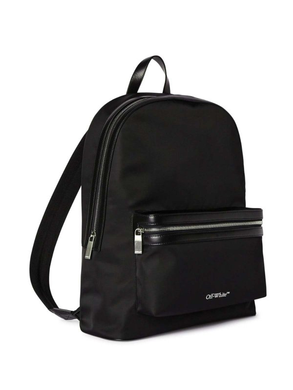 The Best Shops OFF-WHITE: backpacks - Core backpack black logo print faux-leather