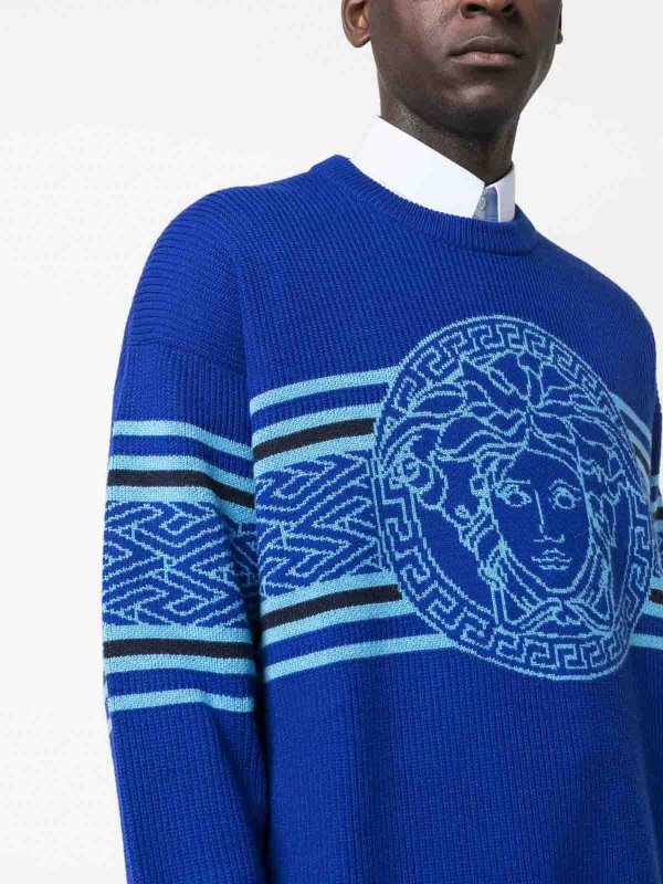 Rundhalspullover - Blau shop online: VERSACE