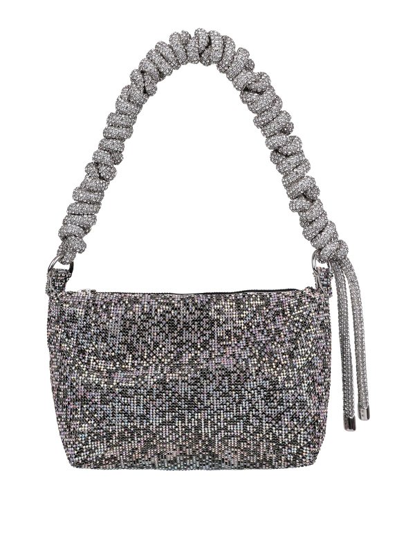 KARA: shoulder bags - Crystal mesh phone cord shoulder bag