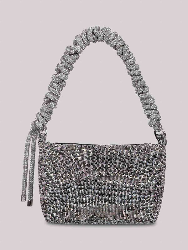 KARA: shoulder bags online - Crystal mesh phone cord shoulder bag