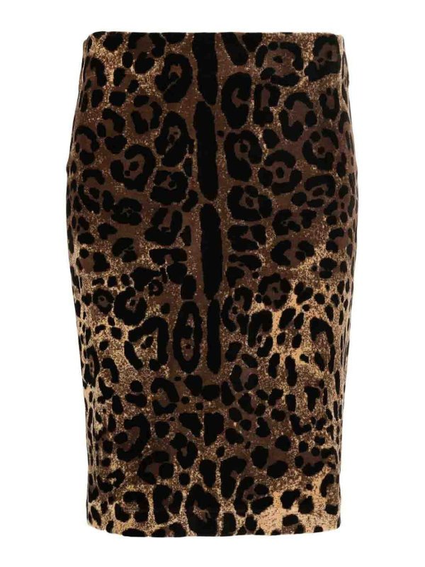 DOLCE & GABBANA: Knee length skirts & Midi - Leo print skirt