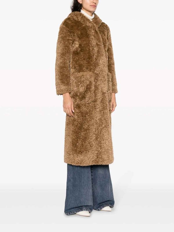 HERNO: short coats online - Coat in curly faux fur