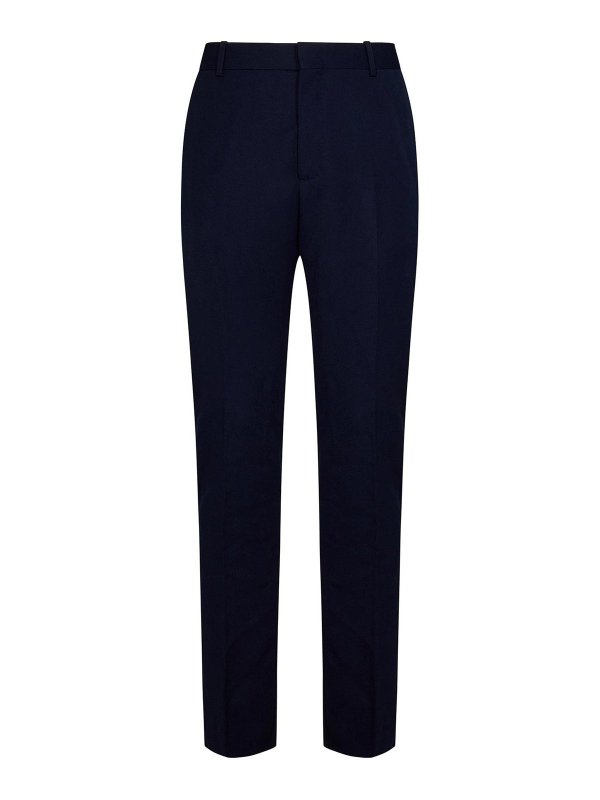ALEXANDER MCQUEEN: Tailored & Formal trousers - Navy Blue Tailored Cigarette Trousers