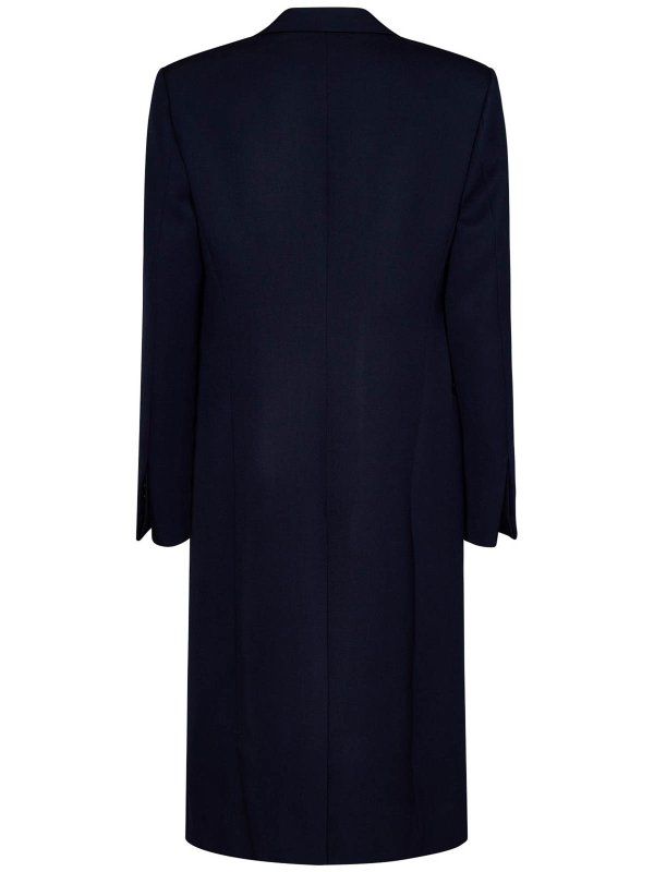 ALEXANDER MCQUEEN: short coats online - Navy Blue Wool Belted Coat
