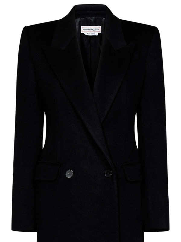 The Best Shops ALEXANDER MCQUEEN: short coats - Black Cashmere Blend Double-Breasted Coat