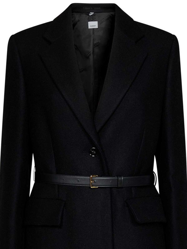 Black Camel Hair and Wool Coat with Belt