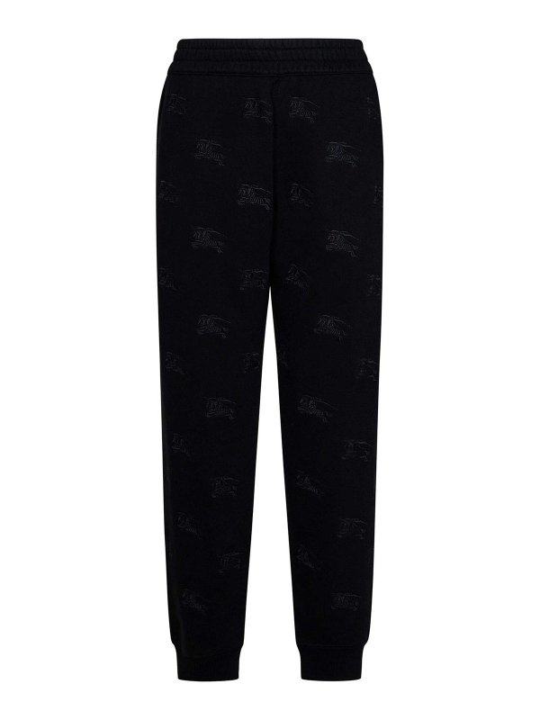 BURBERRY: pantaloni sport - Joggers in felpa di cotone nero