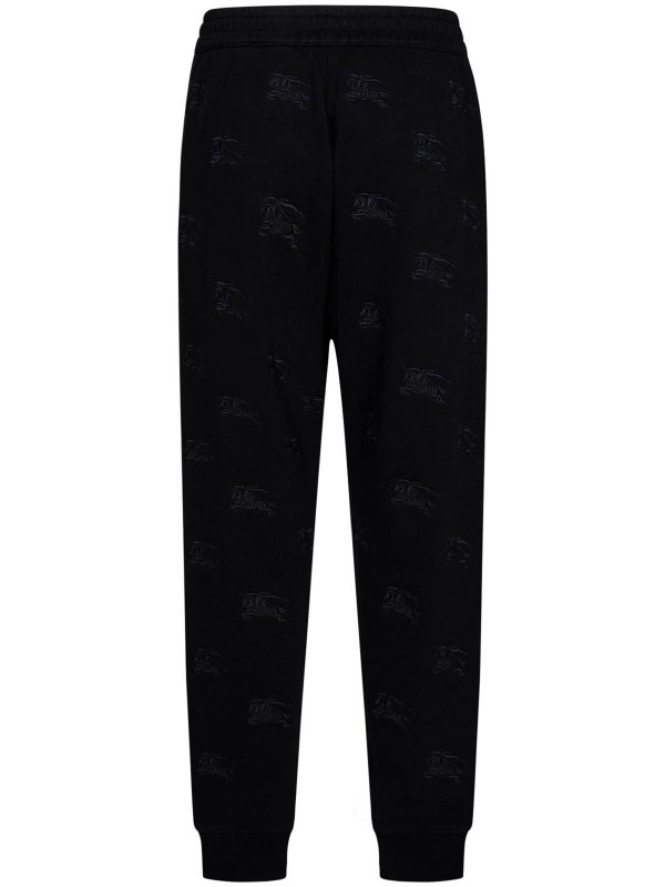 BURBERRY: pantaloni sport online - Joggers in felpa di cotone nero