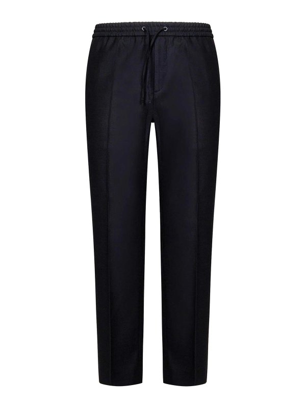 CALVIN KLEIN: casual trousers - Black bi-stretch comfort wool jogger trousers