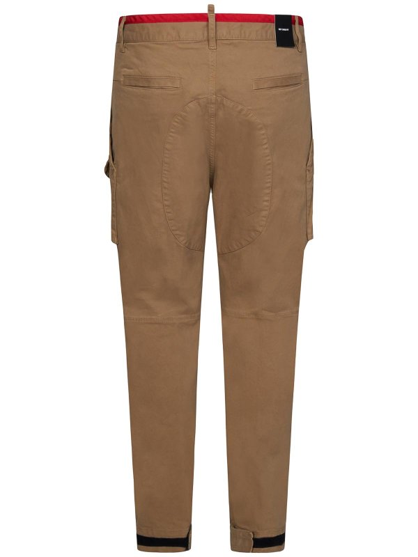 DSQUARED2: pantaloni casual online - Pantaloni cargo beige sexy con stampa logo