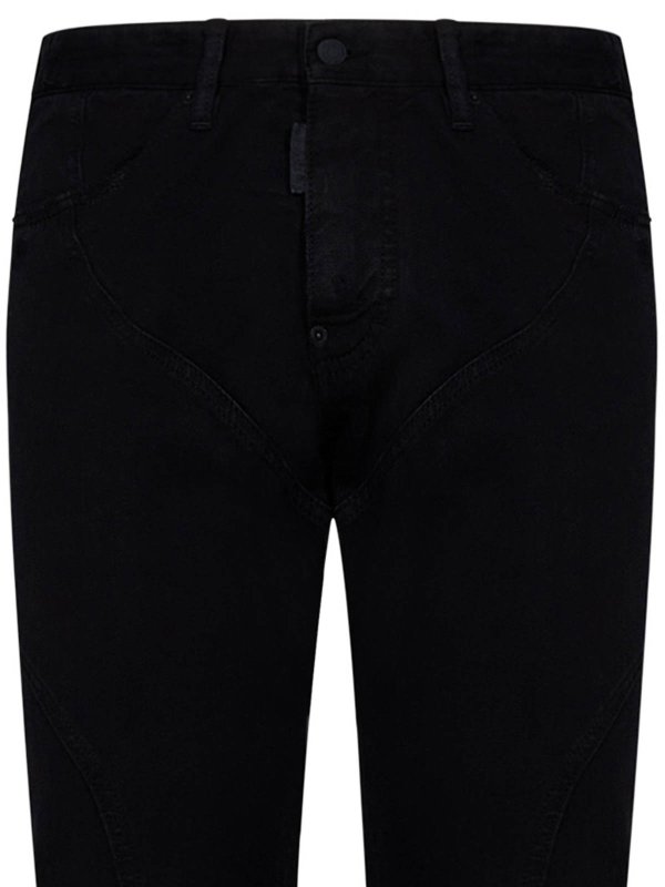 The Best Shops DSQUARED2: bootcut jeans - Black Cotton Denim Skinny-Fit Jeans