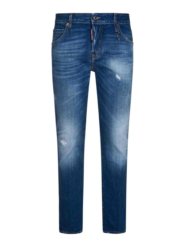 DSQUARED2: straight leg jeans - Faded Blue Charm Jeans