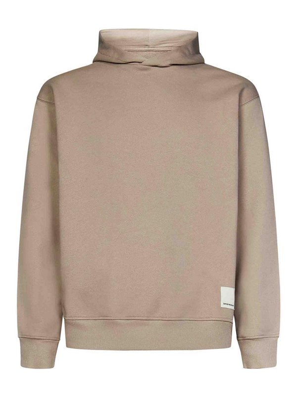 EMPORIO ARMANI: Sweatshirts & Sweaters - Beige Logo Hoodie