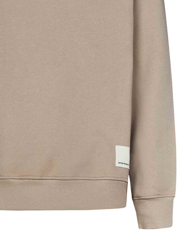 The Best Shops EMPORIO ARMANI: Sweatshirts & Sweaters - Beige Logo Hoodie