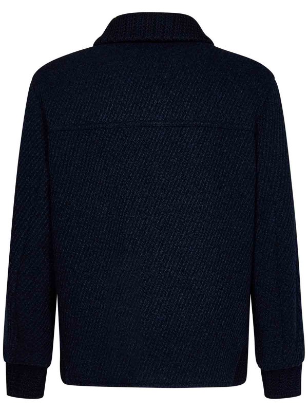 ETRO: casual jackets online - Navy Blue Wool Blend Jacket K