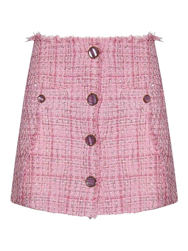 GCDS: Knee length skirts & Midi - Pink Tweed Mini Skirt