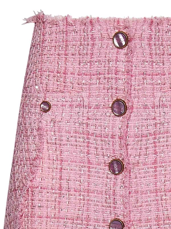The Best Shops GCDS: Knee length skirts & Midi - Pink Tweed Mini Skirt