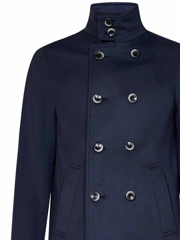 The Best Shops HERNO: short coats - Blue Cashmere Peacoat