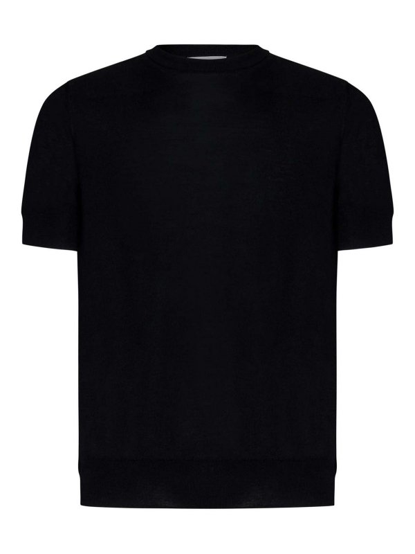 JIL SANDER: t-shirts - Black T-Shirt in Extra-Fine Merino Wool