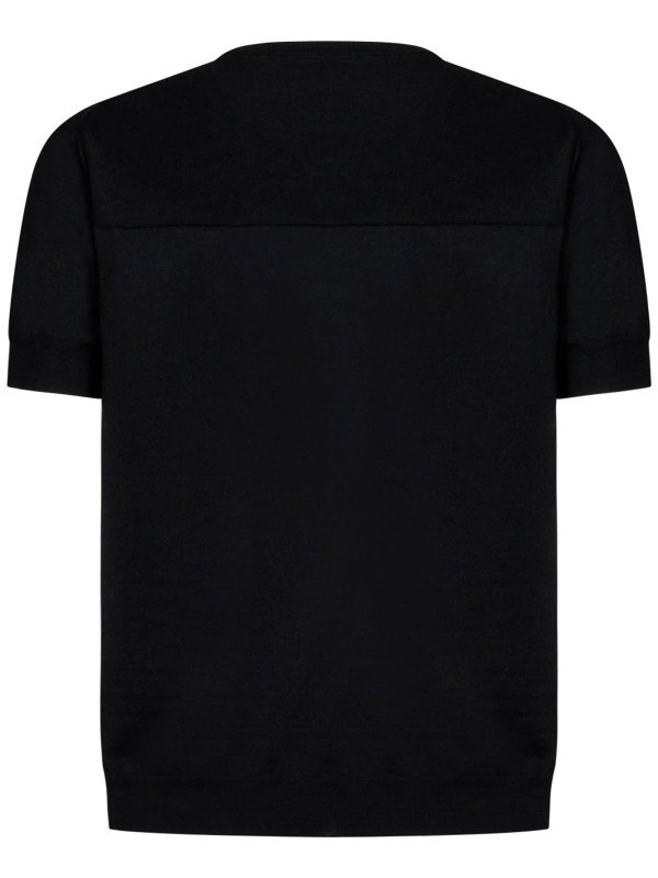JIL SANDER: t-shirts online - Black T-Shirt in Extra-Fine Merino Wool